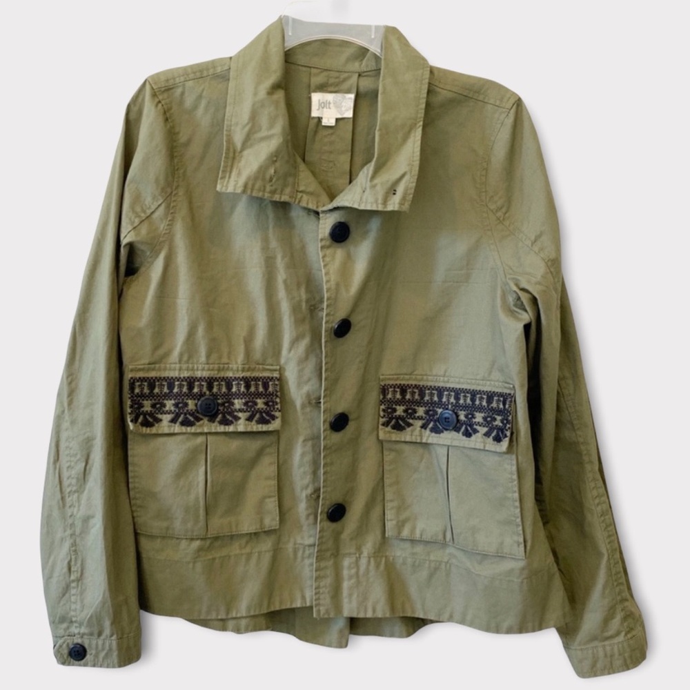 Jolt Olive/Army Green Embroidered Jacket Sz L